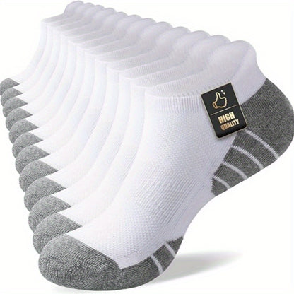 10 Pairs of Men'S Low-Cut Comfortable Cushioned Casual Socks