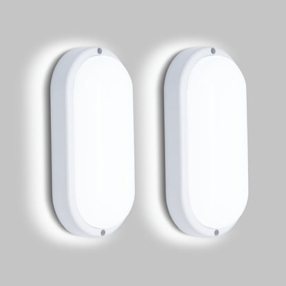 2-Pack LED Moisture-Proof Ceiling Lights, 12W/18W, 1080/1710 Lumens, 4000K, Semi-Flush Mount, Plastic, Powder Coated Finish, Hard-Wired, 220-240V, for Basement, Hallway, Balcony, Staircase - Modern Style, No Accessories Included
