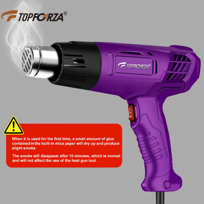 TOPFORZA Industrial Heat Gun with Dual-Speed & Temperature Control, Overheat Protection - Heavy-Duty Hot Air Blower for Automotive, Film, Packaging, Electronics - Includes Nozzles - Compatible with European Plug (220-240V) -