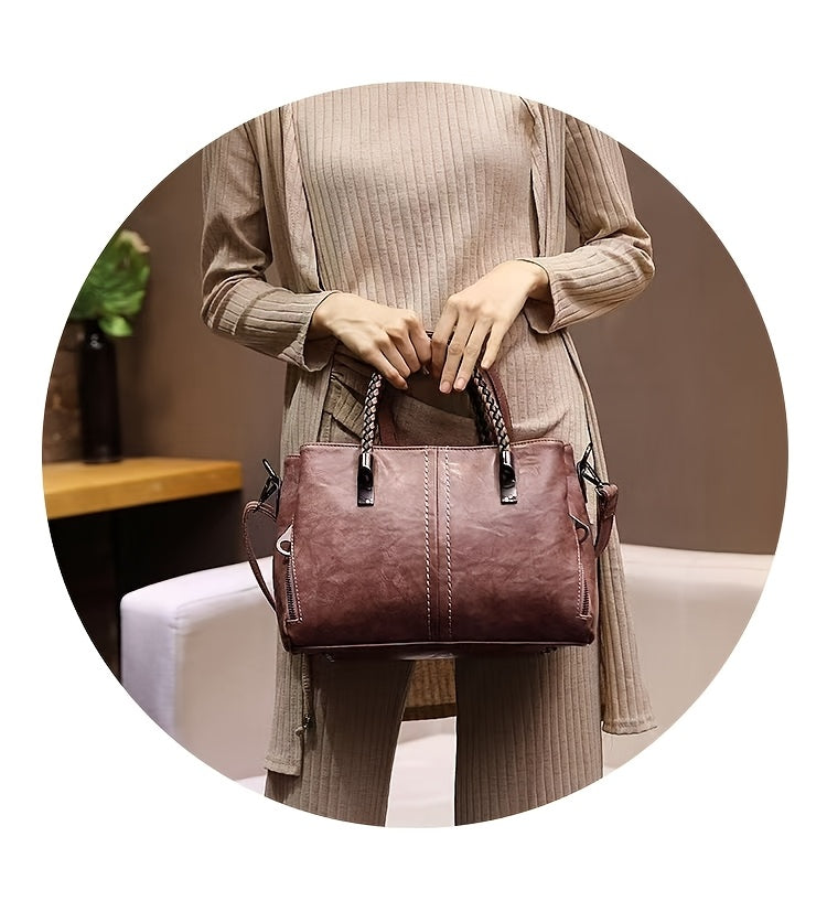 Big Bag 2025 Four Seasons Versatile Handbag Fashion Office Bag Texture Soft Boston Single Shoulder Crossover Large Capacity Women's Bag
