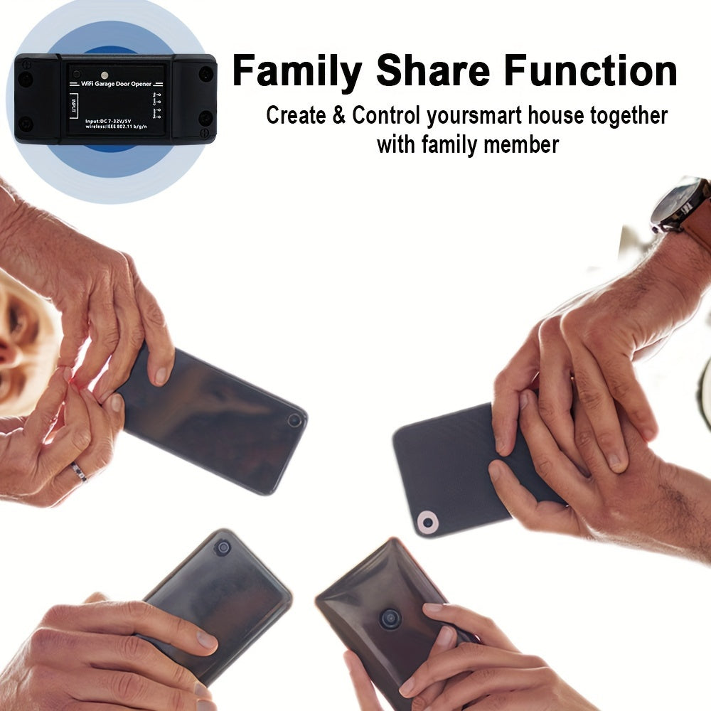 MIXIYOU Smart Garage Door Opener Controller with Sensor - WiFi & RF433MHz Receiver, Alexa & Home Compatible, App-Controlled Door Opener with Motion Sensor, Voice Command, Smart Home Automation, Compatible with  Alexa, Assista