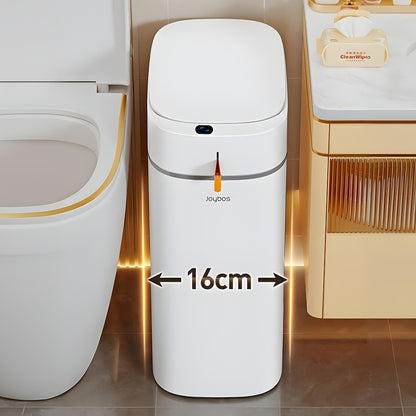 1pc 10 Litre Motion Sensor Trash Can for Bathroom, Automatic Trash Bin with Lid, Slim Rubbish Bin, Touchless Waste Bin, Small Garbage Can for Bathroom, Bedroom, Office, Kitchen, RV, Rechargeable, Auto-Adsorption Bag, Perfect
