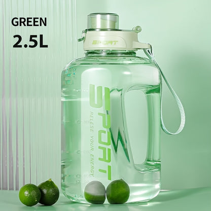 1pc 2.5L/84.54oz Large Capacity Spill-Proof Water Bottle - Portable, Durable PC Plastic with Flip-Top Lid, Ideal for Outdoor Sports, Travel and Fitness, Hydrate in Style with "SPORT" Motivational Design, Sports Water Bottle