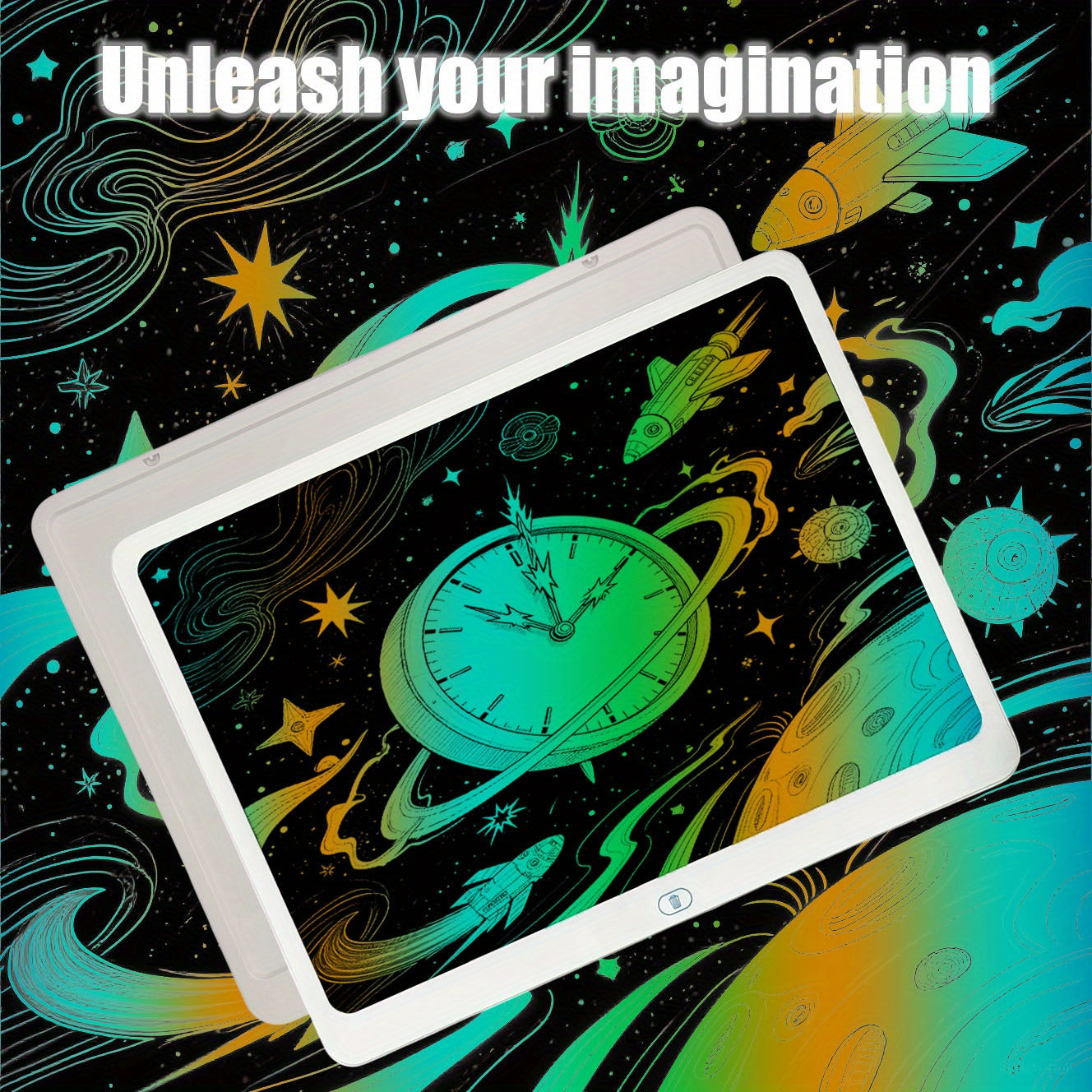 20-inch LCD Doodle Board, Writing Tablet, Drawing Board. Suitable for doodling, sketching, drawing, and designing. Features one-touch lock and one-touch erase functions.