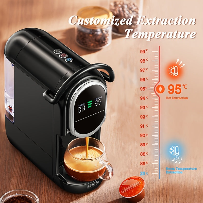 CAFELFFE 4-in-1 Capsule Coffee Machine | 19 Bar Espresso Maker | Smart Temp Control & 7 Preset Brewing Times | Compatible with Nes/DG/ Capsules Ground Coffee/ESEpod | Premium Gift Set for Coffee Lovers & Family, Automatic Esp