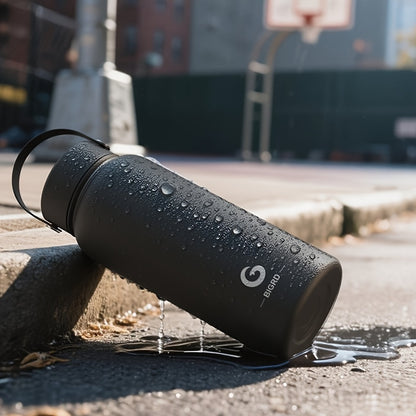 BIGRD 1000ml stainless steel sports Bottle leak proof water bottle double cap Bottle suitable for carbonated water bottle, silicone handle cap/direct drinking cap, suitable for sports/outdoor/camping/fitness/yoga, Yoga Gear,