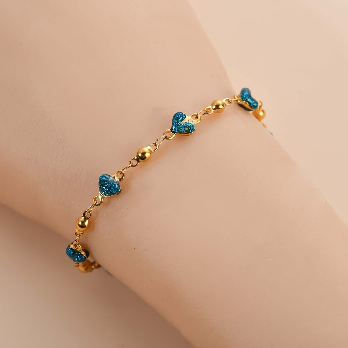 1pc 304 Stainless Steel Golden-Tone Interlocking Link Bracelet - Double-Sided Shiny Heavy Duty Chain, Durable Everyday for Wedding, Anniversary, Gift - Polishable & Tarnish-Resistant (Compatible with Male & Female Style)