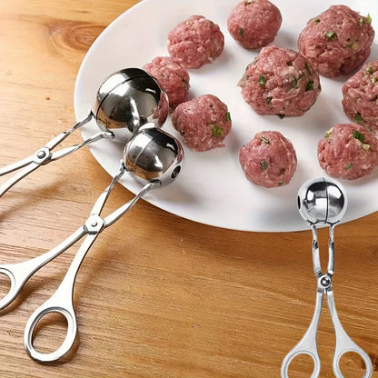 1pc Stainless Steel Meat Ballers With Anti-Slip Handles, None-Stick Meat Baller Tongs, Meatball Scoop, Ball Makers Mold, Cake Pops Meatball Maker, Ice Tongs, Dough Scoops For Kitchen Tools, Kitchen Supplies