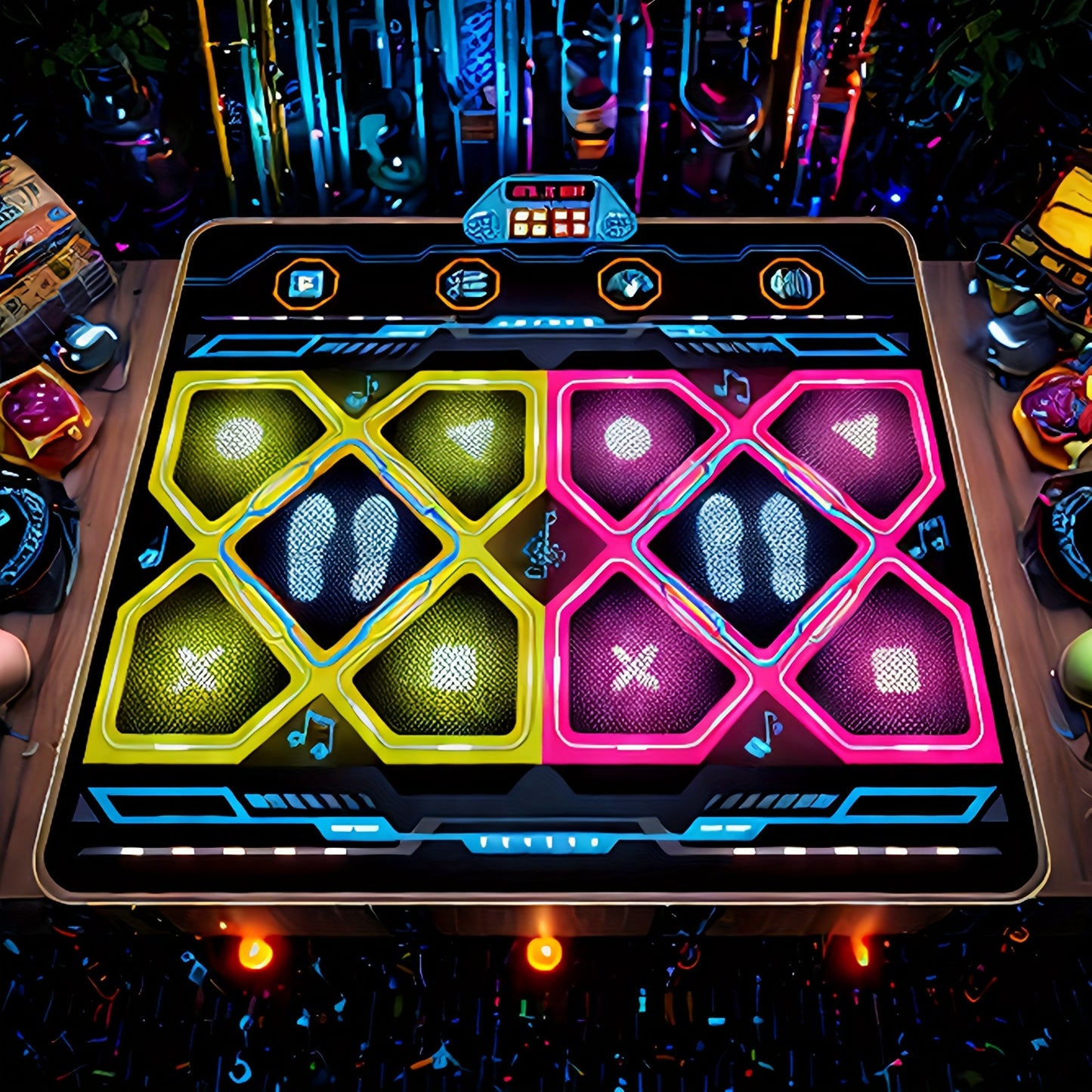 Tapete de dança duplo para crianças, tapete de ritmo e dança, brinquedo para oferecer a meninos e meninas, tapete de dança com luzes LED, volume ajustável, música integrada, 3 níveis de dificuldade (3 aos 12 anos)