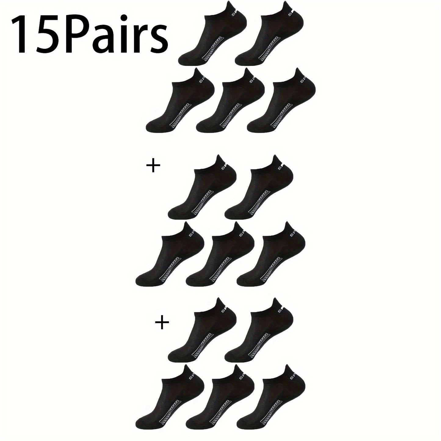 10 Pairs of Unisex No-Show Socks, Combed Cotton Breathable Mesh Casual Athletic Crew, Socks for Work, High Quality Socks for Men, Plus Size Mens Socks, Grippe Socks, Working Socks for Men, Casual Attire, Work Socks, Minimalis