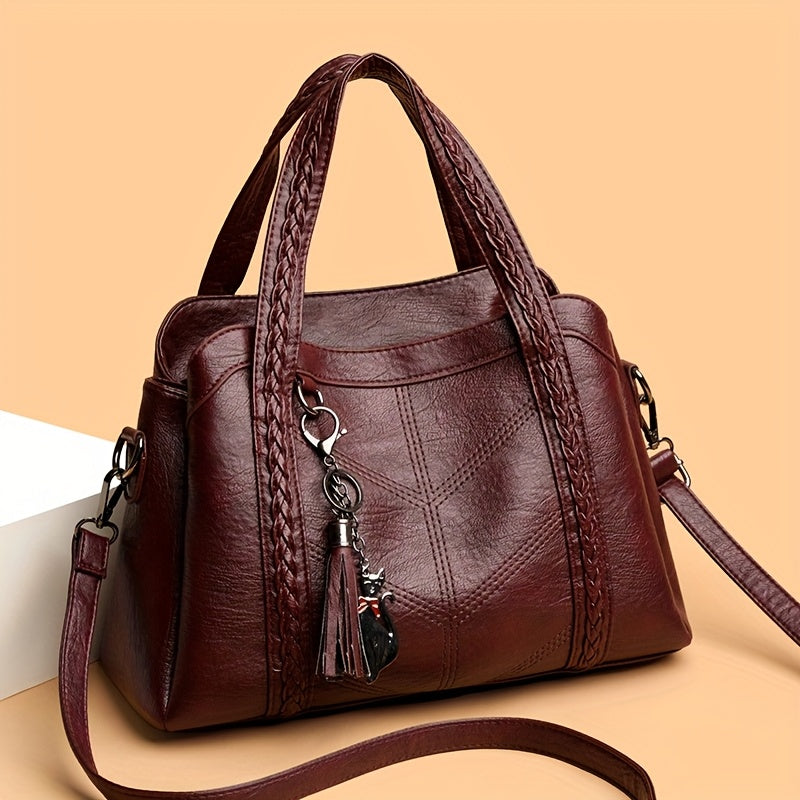 Weidua Women's Elegant Vintage Handbag - Convertible Crossbody/Shoulder Bag with Zipper Closure, Detachable Strap - Chic Purse for Women, Everyday & Formal Events - Available in Black, Light Brown, Purple, Blue, Burgundy
