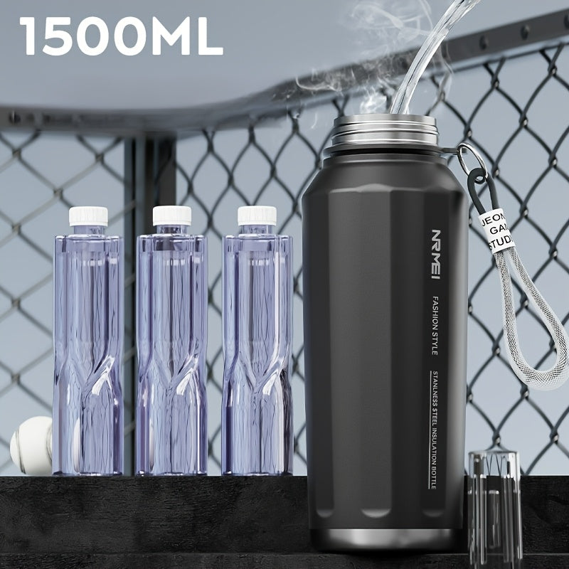 A 1500Ml Stainless Steel Thermos That Keeps Drinks Cold for 24 Hours, Is Leak-Proof, And Free of BPA, Featuring a Portable Handle. It'S an Ideal Gift for Outdoor Activities, Camping, Hiking, And Perfect for Valentine'S Day, M