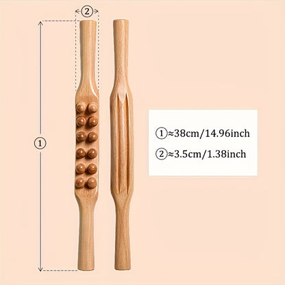 12 Beads Massage Stick, Can Relax The Whole Body, Massage The Shoulders, Neck, Back, Legs, Hands, Abdomen, Waist, Relax Muscles Tool After Exercise, Body Massager, Exercise Wooden Tools, Scraping Tool, Body Shaping Tools.