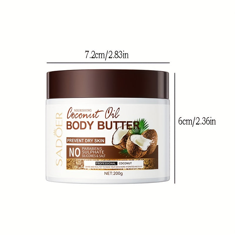 200g Coconut Moisturizing Body Cream, Body Butter With Vitamin E, Long Lasting Fragrance, Soothing Nourishing Rejuvenating Skin, Suitable For Various Skin Types With Plant Squalane