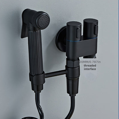 Versatile Wall-Mounted Spray Gun Set with Dual Stainless Steel Valves - Ideal for Bathroom, Pet Showers & More, Chrome Finish, Easy Installation, Fits G1/2 Hoses, Floor Cleaning Tool|Sleek Bathroom Fixture|Durable Alloy Const