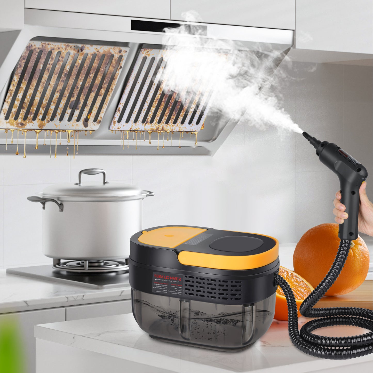 Máquina de limpeza a vapor portátil para uso doméstico, limpador a vapor manual de alta temperatura e pressão para cozinha e carpetes, ideal para casas, escritórios e veículos.