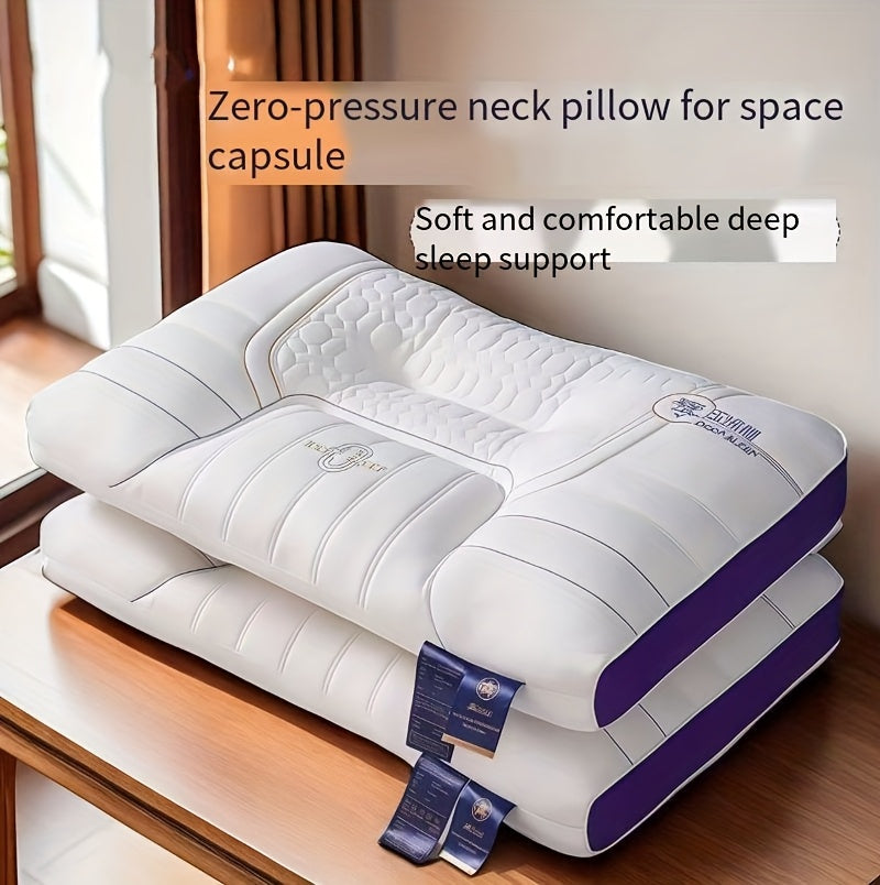 1pc Zero Pressure Deep Sleep Neck Pillow - 4-Level Ergonomic Cervical Pillow with Anti-Hunchback Design, Soft & Firm Support for Side/Back/Stomach Sleepers, Non-Collapsing Core, 8-Hour Comfort, Hand Washable, Ideal for Home U