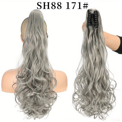 Long Wavy Ponytail Extensions - 55.88 cm Claw Clip In Synthetic Hair Piece For Women - Add Volume And Style To Your Hair Halloween Christmas
