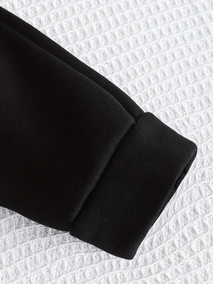 Boys' Autumn/Winter New Three-Piece Set with Mickey Mouse Classic Cartoon Print Long-Sleeve Round Neck Hoodie and Zip-Up Sleeveless Top, Matching Printed Sweatpants - Fleece-Lined Thickened Warm Comfortable Outfit for Parties