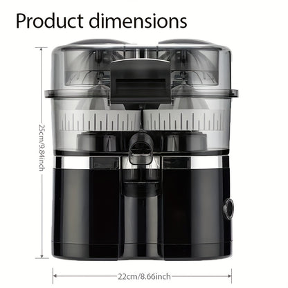 Copo de sumo portátil, espremedor doméstico de duas cabeças, espremedor multifuncional com separação de polpa, grande capacidade, material ABS, separador de polpa silencioso, ideal para viagens, leve e perfeito para cozinhas pequenas.