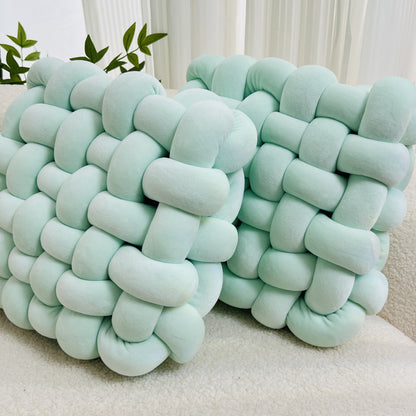 2pcs Knot Throw Pillow Soft Throw Pillow Home Decoration Cushion Square Office Knotted Plush Throw Pillow Cushion For Living Room Bedroom Sofa Couch Living Room Home Decor