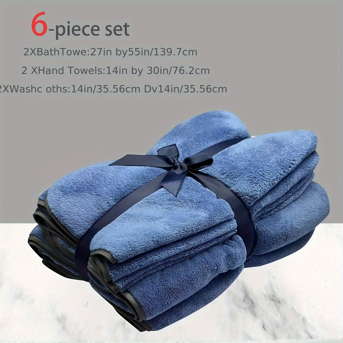 DIAOJIA 6pcs Ultra-Soft Microfiber Towel Set - Quick Dry, Super Absorbent & Lightweight - Includes Bath (68.58x139.7cm), Hand (33.02x76.2cm) & Washcloths (34.8x34.8cm) - Perfect for Home, Gym, Travel