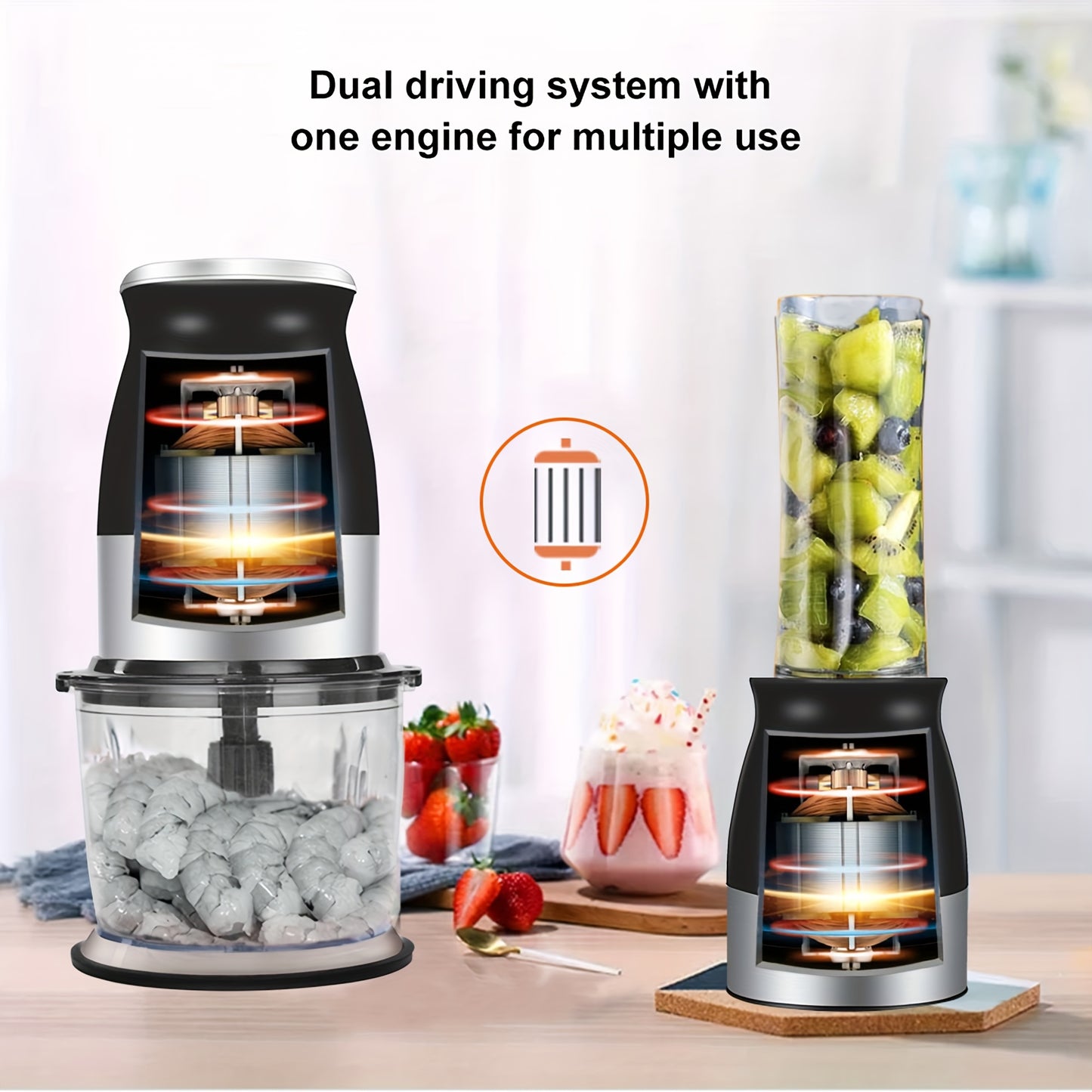 500W Portable Personal Blender Mixer Food Processor with Chopper Bowl 600ml Juicer Bottle Meat Grinder Youngsters Food Maker