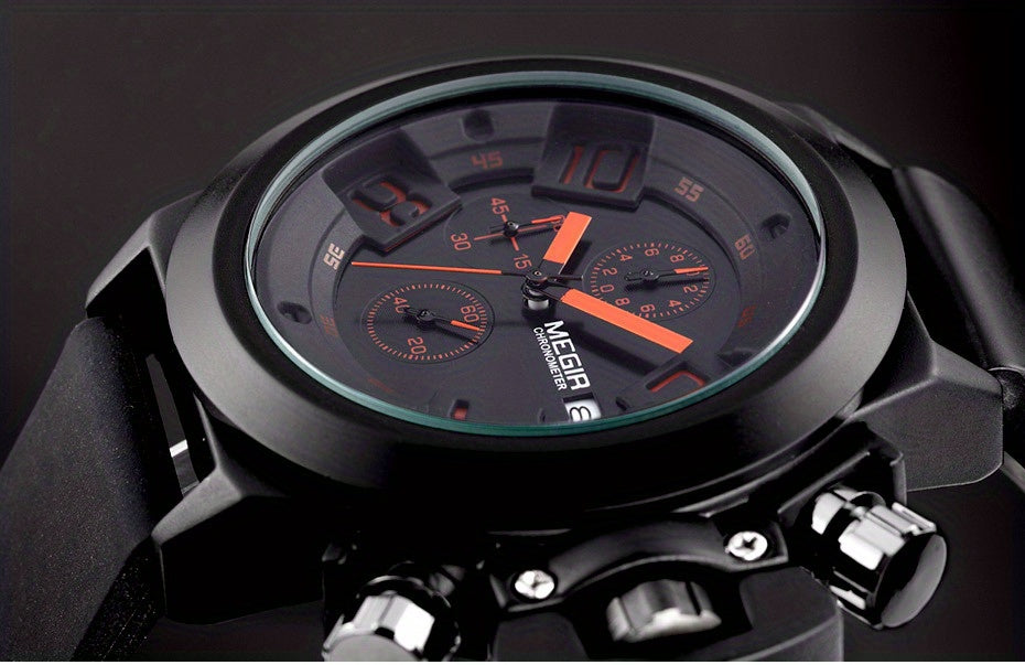 MEGIR Multifunction Men's Watch, Sports Silicone Strap Waterproof Calendar Quartz Watch 2002, Ideal Choice For Gifts