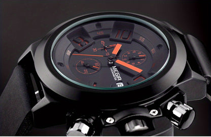 MEGIR Multifunction Men's Watch, Sports Silicone Strap Waterproof Calendar Quartz Watch 2002, Ideal Choice For Gifts