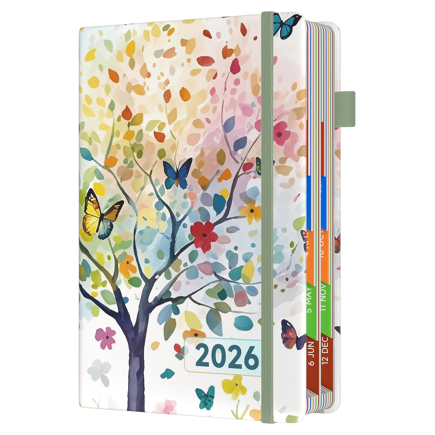 1pc Dzhzal Elegant Floral - Planner with Monthly View, Daily Organizer, Banded Elastic Closure, Pen Loop, Inner Pocket - Compact A5 Notebook (14.48x21.08cm) for Professionals, Students, Personal & Office Use - Perfect Gift Id