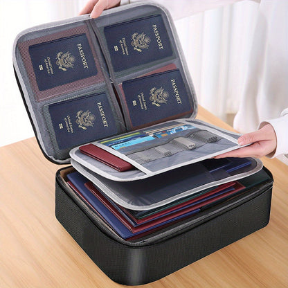 1pc Fireproof &amp; Waterproof File Organizer with Combination Lock - Portable 3-Layer Document Storage Box for Laptop, Certificates, Travel and Home Use - Lightweight Black Office Supplies, File Storage Box, Personal Organizer, Po