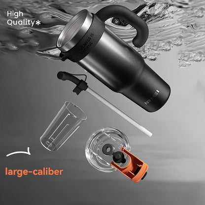 NRMEI 40oz Stainless Steel Water Bottle with Handle - Double Mouth - Leak-Proof - Suitable for Car Cup Holder