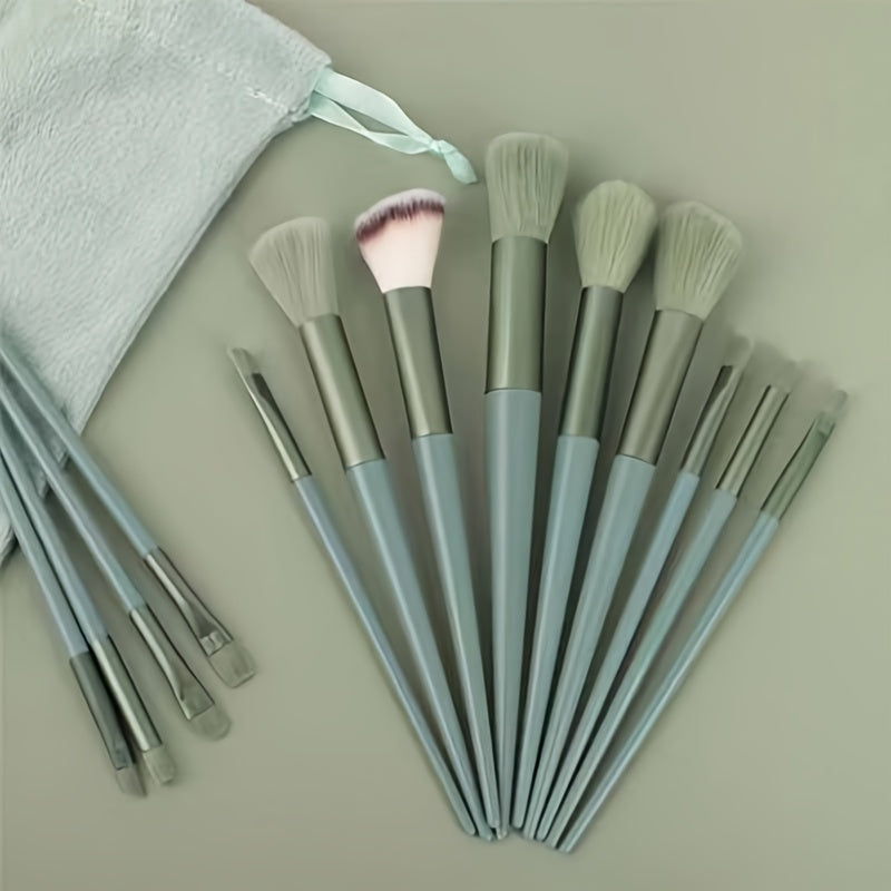 Luxurious 13pcs Makeup Brush Set With Soft Synthetic Bristles - Includes Travel Pouch, Fragrance-Free For All Skin Types
