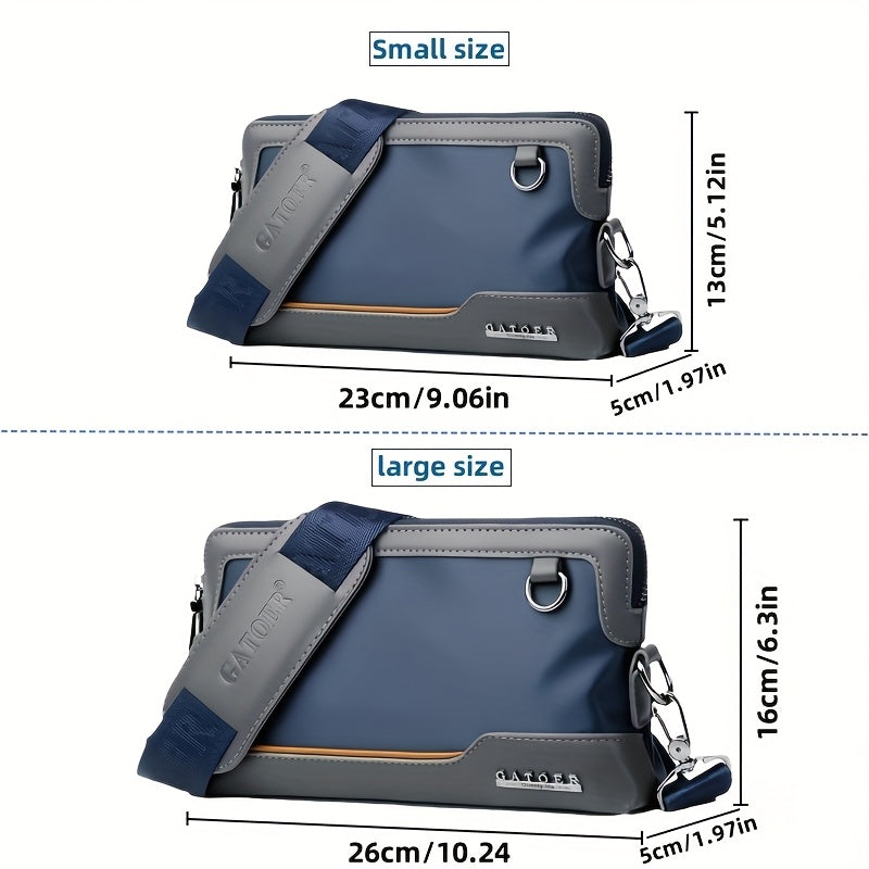 Men'S Premium Oxford Fabric Crossbody Bag with Adjustable Strap - Multi-Compartment Casual Shoulder Bag for Everyday Commute & Outings, Royal Blue with Orange Accents - Ideal Gift for Boyfriend & Family, Crossbody Purse, Vers