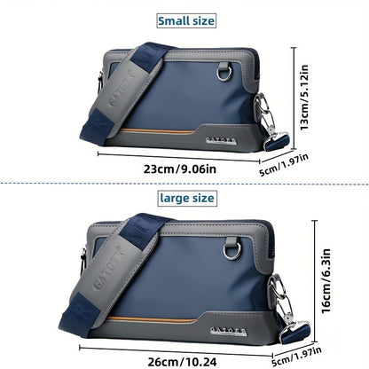 Men'S Premium Oxford Fabric Crossbody Bag with Adjustable Strap - Multi-Compartment Casual Shoulder Bag for Everyday Commute & Outings, Royal Blue with Orange Accents - Ideal Gift for Boyfriend & Family, Crossbody Purse, Vers