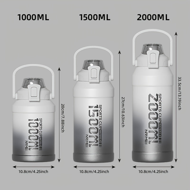 NRMEI Insulated Water Bottle with Straw, Double-Wall Vacuum Stainless Steel Thermos with Handle, Perfect for Sports and Gym Use