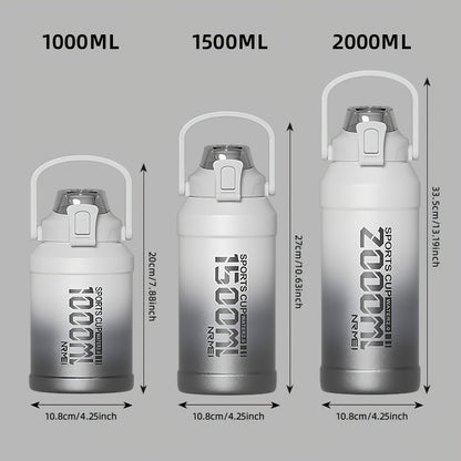 NRMEI Insulated Water Bottle with Straw, Double-Wall Vacuum Stainless Steel Thermos with Handle, Perfect for Sports and Gym Use