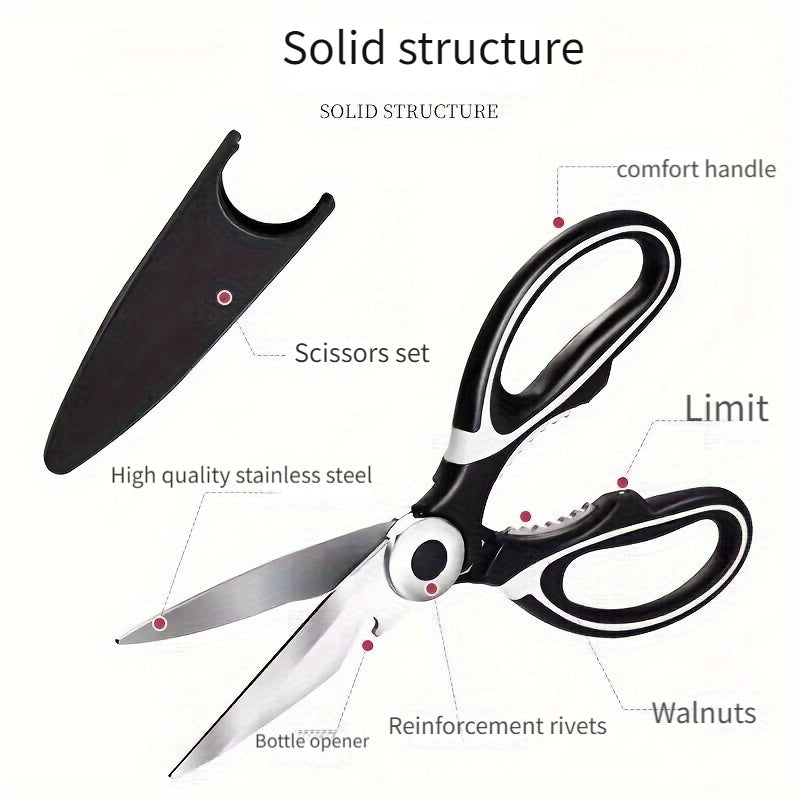 Premium Multi-Purpose Kitchen Scissors for Home Use - Stainless Steel Sharp Food Scissors for Cutting Fish, Meat,, and More,  Rustresistant Blades, Professional Chefs