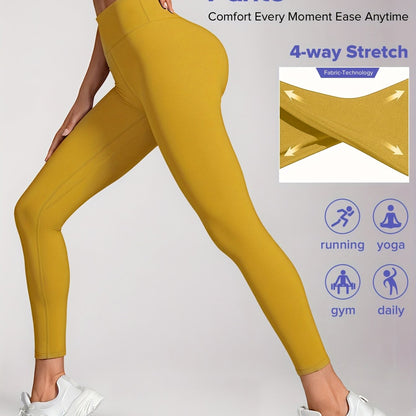 Women'S High-Waisted Elastic Yoga Pants - Compression, Stretchy & Comfortable for Fitness, Running, and Daily Wear - Solid Color Design, Workout Pants| highwaisted Leggings|Stretchy Fabri