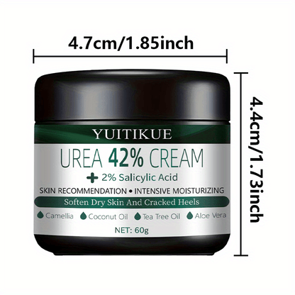 YUITIKUE 42% Urea Foot Cream for Extremely Dry Cracked Heels - Tea Tree Ant-Cracking Moisturizer with Natural Ingredients, Non-Greasy Formula, Hypoallergenic & Safe for Sensitive Light Beige