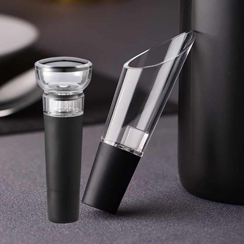 USB Rechargeable Wine Bottle Opener Set | Fully Automatic Spiral Corkscrew + Foil Cutter + Vacuum Stopper + Pourer | Quick Cork Removal Without Jamming | Recommended for Home Parties | Compatible with Wine/Champagne/Soda | Ki