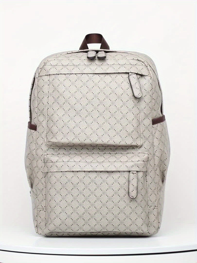 LUMG Men's Large Capacity 15.6-Inch Laptop Backpack with Multiple Compartments, Gray Geometric Design, Business & Travel Backpack for Work, School, or Father's Day Gift, Computer Backpack, Textured Finish