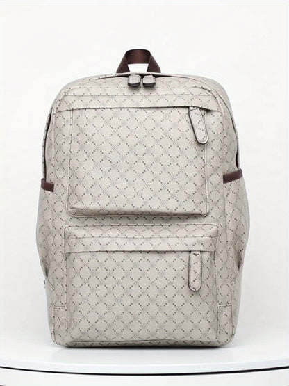 LUMG Men's Large Capacity 15.6-Inch Laptop Backpack with Multiple Compartments, Gray Geometric Design, Business & Travel Backpack for Work, School, or Father's Day Gift, Computer Backpack, Textured Finish