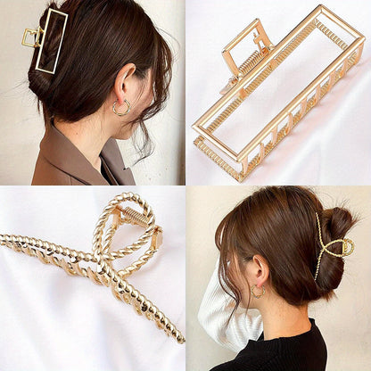 3pcs/set Trendy Metal Hair Claw Anti-slip Hair Crab Clip Elegant Geometric Hairpin Decorative Hair Accessories For Women, ideal choice for gifts