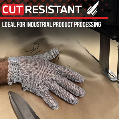 Cut-Resistant Stainless Steel Chainmail Glove | ANSI A9 Certified | Adjustable Buckle Closure | Ideal for Chefs, Butchers & Fish Filleting | Durable Metal Mesh Design | Enhanced Safety for Kitchen Use, Fish Filleting Glove |