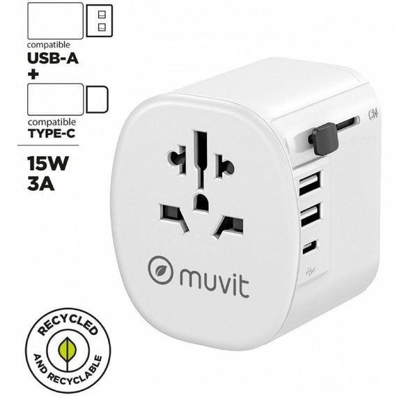 Adaptador de tomada universal de viagem Muvit MCADP0006 Branco 150 W 15 w