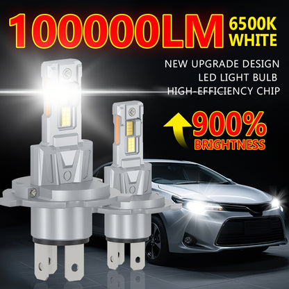2pcs 2025 Upgraded H1 9005 9006 LED Bulb, Super Bright 1:1 Mini Size 100000LM 12V 6500K White with Fan H4 H7 H11 for Automotive Headlamp Lights, LED Headlight Fog Light, Plug and Play, Without Battery