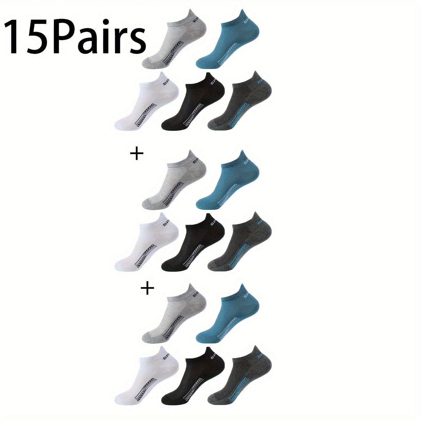 10 Pairs of Unisex No-Show Socks, Combed Cotton Breathable Mesh Casual Athletic Crew, Socks for Work, High Quality Socks for Men, Plus Size Mens Socks, Grippe Socks, Working Socks for Men, Casual Attire, Work Socks, Minimalis