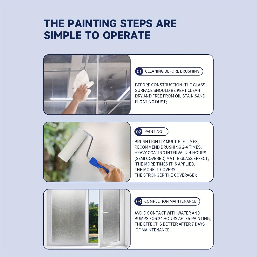 300/500g Matte Frosted Glass Paint - Waterproof, Privacy-Proof, Quick-Drying, Easy to Apply. Suitable for Bathroom and Window Glass, This Special Frosted Film Protects Privacy with a Blurred Effect, Water-Resistant Coating, B