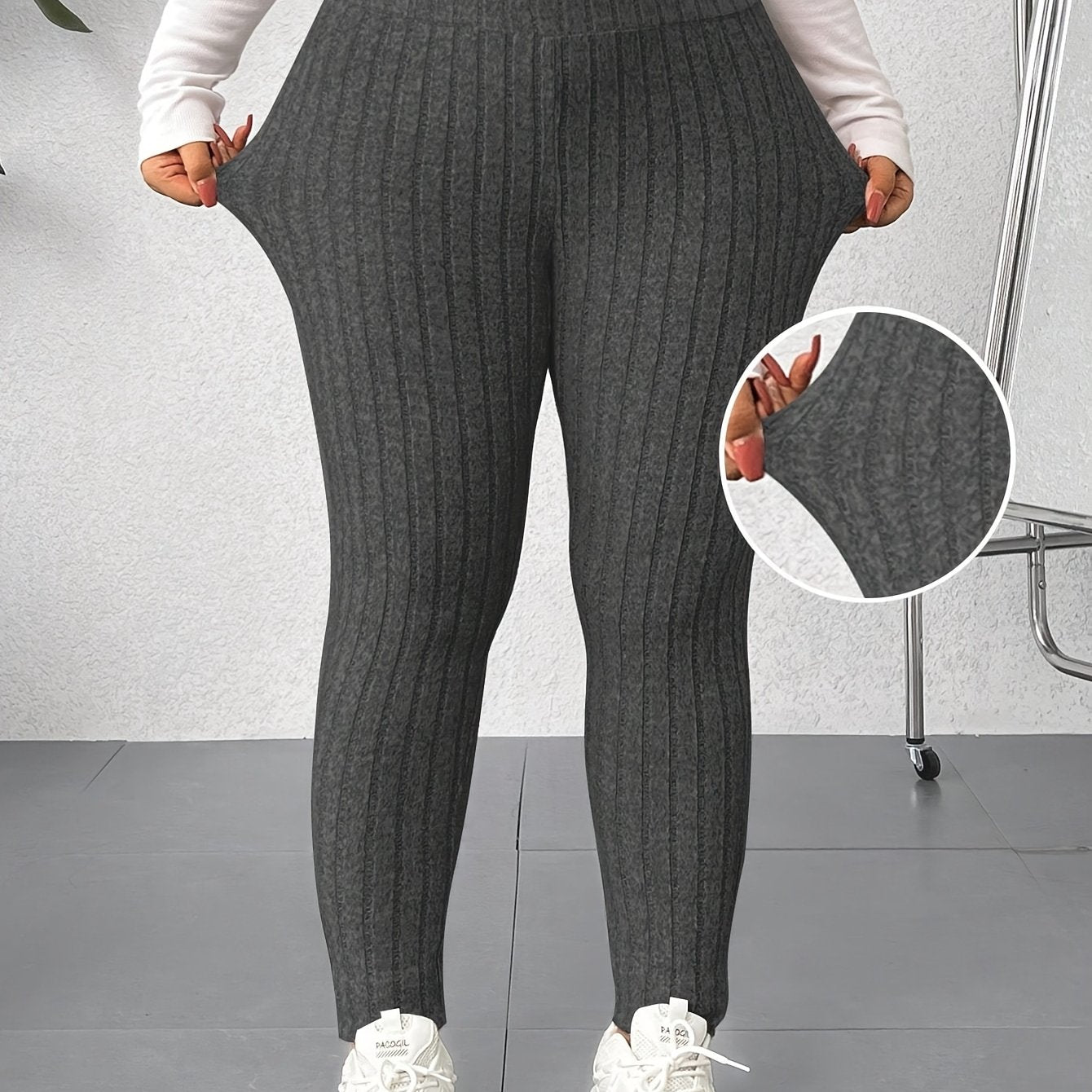 Plus Size, Women's High-Waisted Skinny Leggings - Non-See-Through Stretchy Pants, Machine Washable Tight Pants for,, Everyday Outfits - Plus Size Friendly & Casual Leggings